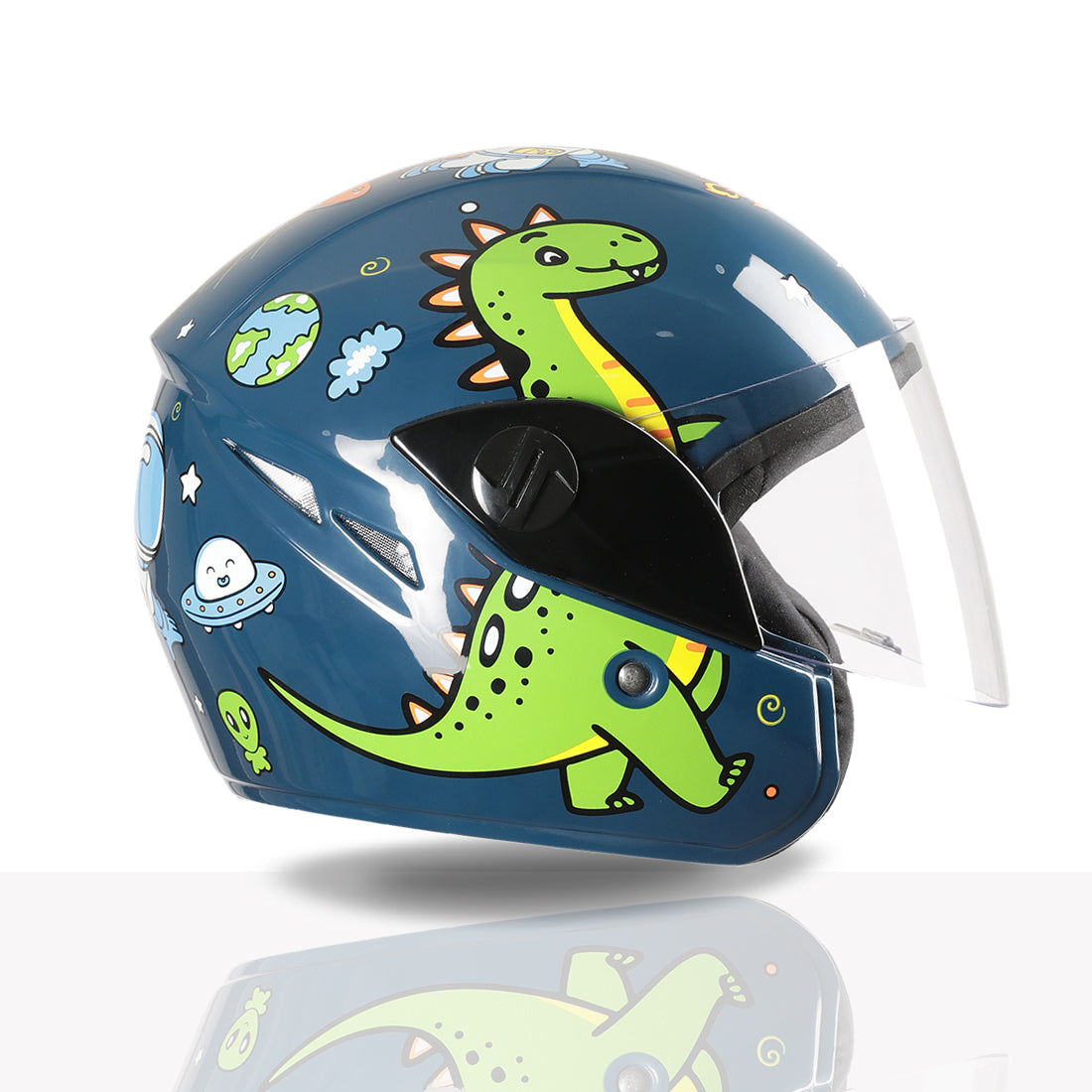 TVS Moto Jr. Kids Helmet |Fun Glow in the Dark Graphics | Lightweight ISI Certified ABS Shell| Removable Cheek Pads | Ideal Kids Bike Helmet for Cycle Scooter Daily Ride Comfort & Protection